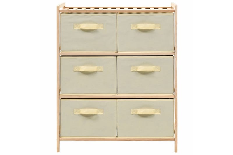 Förvaringshylla med 6 tygkorgar cedarträ beige - Beige - Förvaring - Hyllor - Steghylla & trapphylla