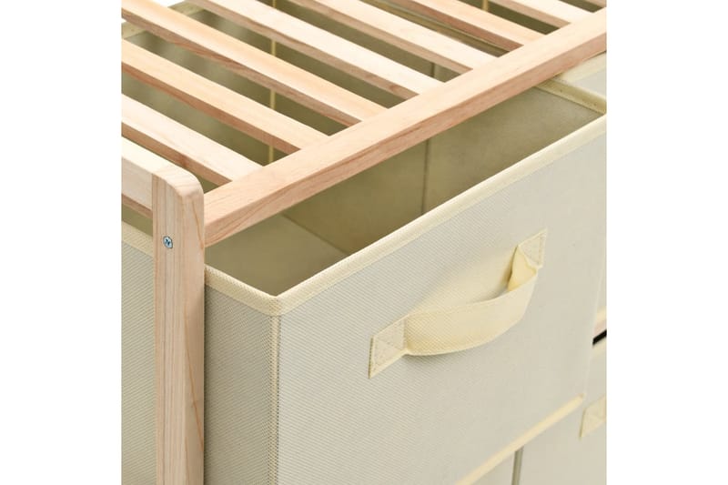 Förvaringshylla med 6 tygkorgar cedarträ beige - Beige - Förvaring - Hyllor - Steghylla & trapphylla