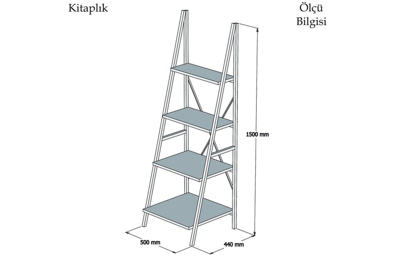 REFUGIA Bokhylla Vit/Svart - Vit/Svart - Steghylla & trapphylla