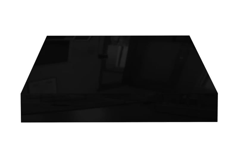 Svävande vägghyllor 2 st svart högglans 23x23,5x3,8 cm MDF - Svart - Kökshylla - Vägghylla