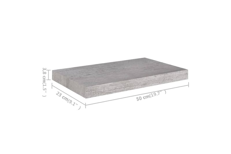 Svävande vägghyllor 4 st betonggrå 50x23x3,8 cm MDF - Betonggrå - Kökshylla - Vägghylla