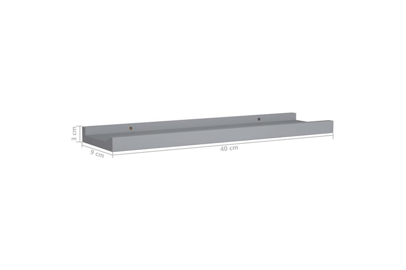 Tavellister 2 st grå 40x9x3 cm MDF - Grå - Förvaring - Hyllor - Tavelhylla & tavellist