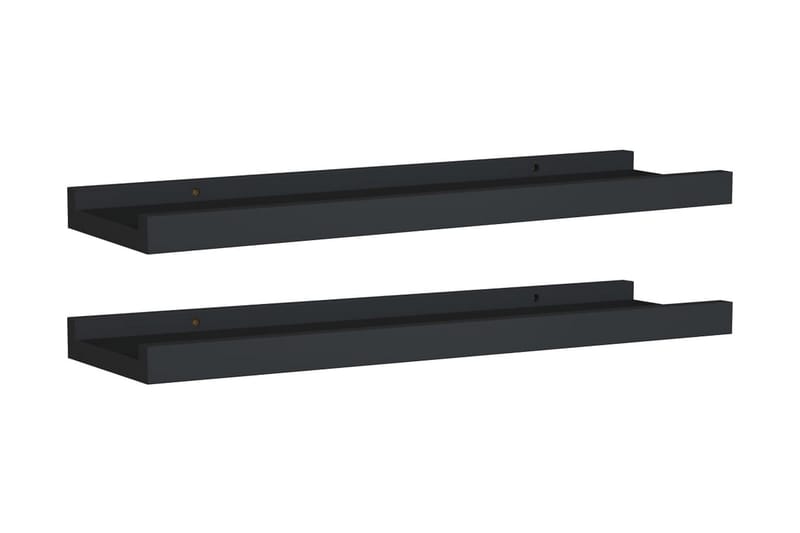 Tavellister 2 st svart 40x9x3 cm MDF - Svart - Förvaring - Hyllor - Tavelhylla & tavellist