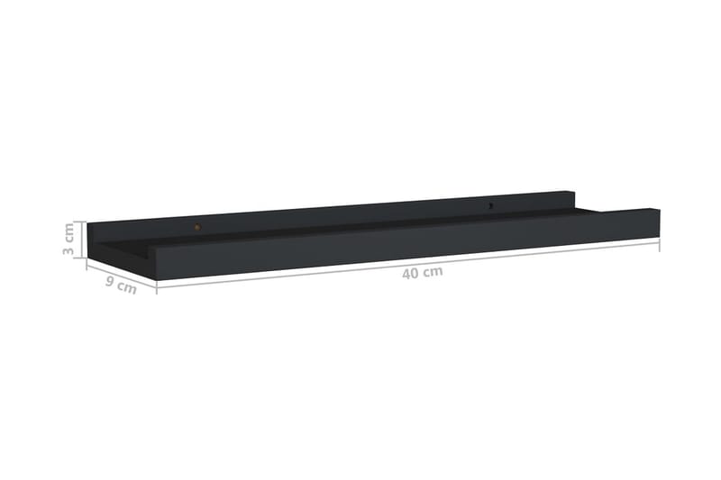 Tavellister 2 st svart 40x9x3 cm MDF - Svart - Förvaring - Hyllor - Tavelhylla & tavellist