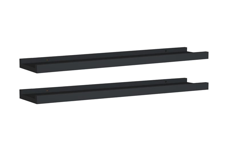 Tavellister 2 st svart 60x9x3 cm MDF - Svart - Förvaring - Hyllor - Tavelhylla & tavellist