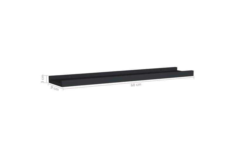 Tavellister 2 st svart 60x9x3 cm MDF - Svart - Förvaring - Hyllor - Tavelhylla & tavellist