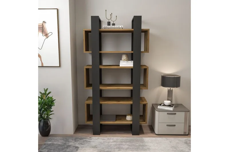 Thyric Bokhylla 80 cm - Valnöt/Antracit - Förvaring - Hyllor - Bokhylla