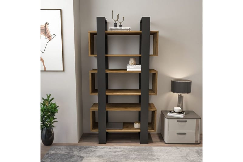 Thyric Bokhylla 80 cm - Valnöt/Antracit - Förvaring - Hyllor - Bokhylla