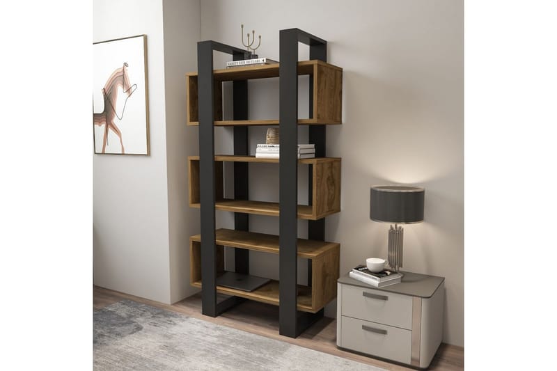 Thyric Bokhylla 80 cm - Valnöt/Antracit - Förvaring - Hyllor - Bokhylla