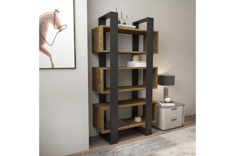 Thyric Bokhylla 80 cm - Valnöt/Antracit - Förvaring - Hyllor - Bokhylla