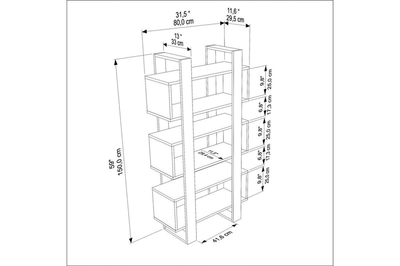 Thyric Bokhylla 80 cm - Valnöt/Travertine - Förvaring - Hyllor - Bokhylla