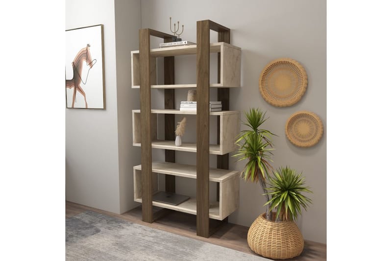 Thyric Bokhylla 80 cm - Valnöt/Travertine - Förvaring - Hyllor - Bokhylla