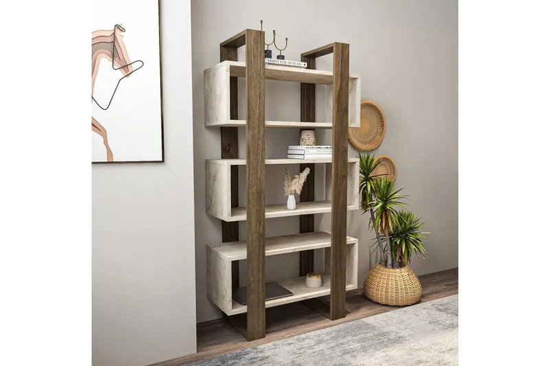 Thyric Bokhylla 80 cm - Valnöt/Travertine - Förvaring - Hyllor - Bokhylla