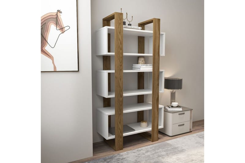 Thyric Bokhylla 80 cm - Valnöt/Vit - Förvaring - Hyllor - Bokhylla