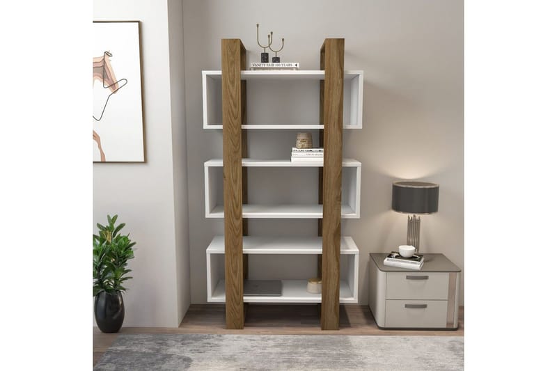 Thyric Bokhylla 80 cm - Valnöt/Vit - Förvaring - Hyllor - Bokhylla