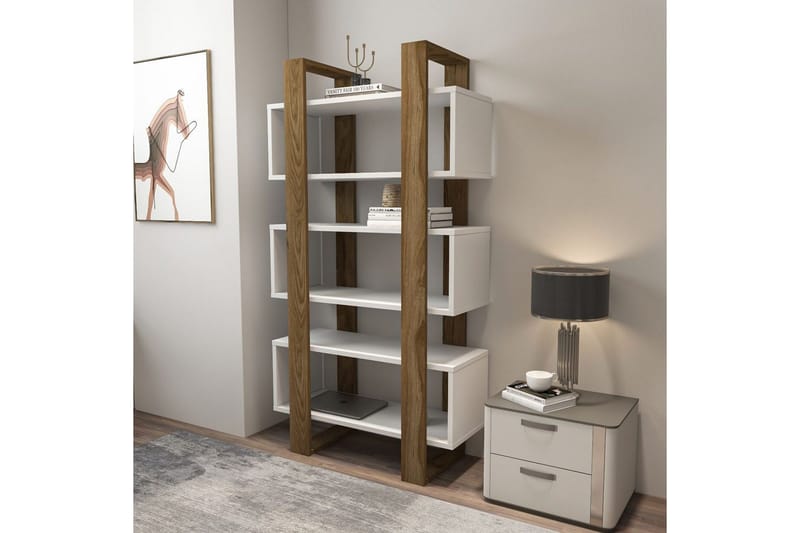 Thyric Bokhylla 80 cm - Valnöt/Vit - Förvaring - Hyllor - Bokhylla