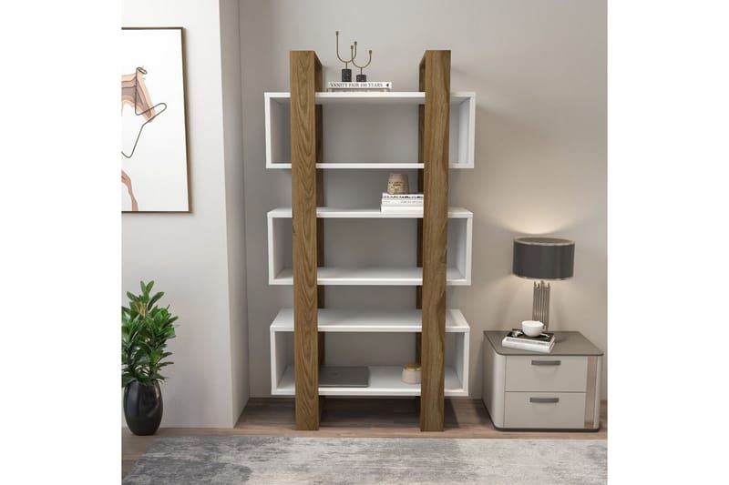 Thyric Bokhylla 80 cm - Valnöt/Vit - Förvaring - Hyllor - Bokhylla