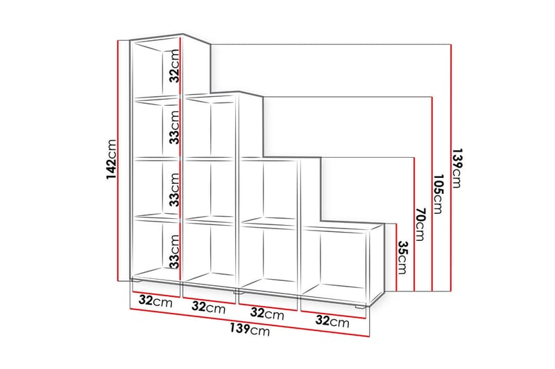 Triorana Bokhylla 139 cm - Beige - Förvaring - Hyllor - Bokhylla