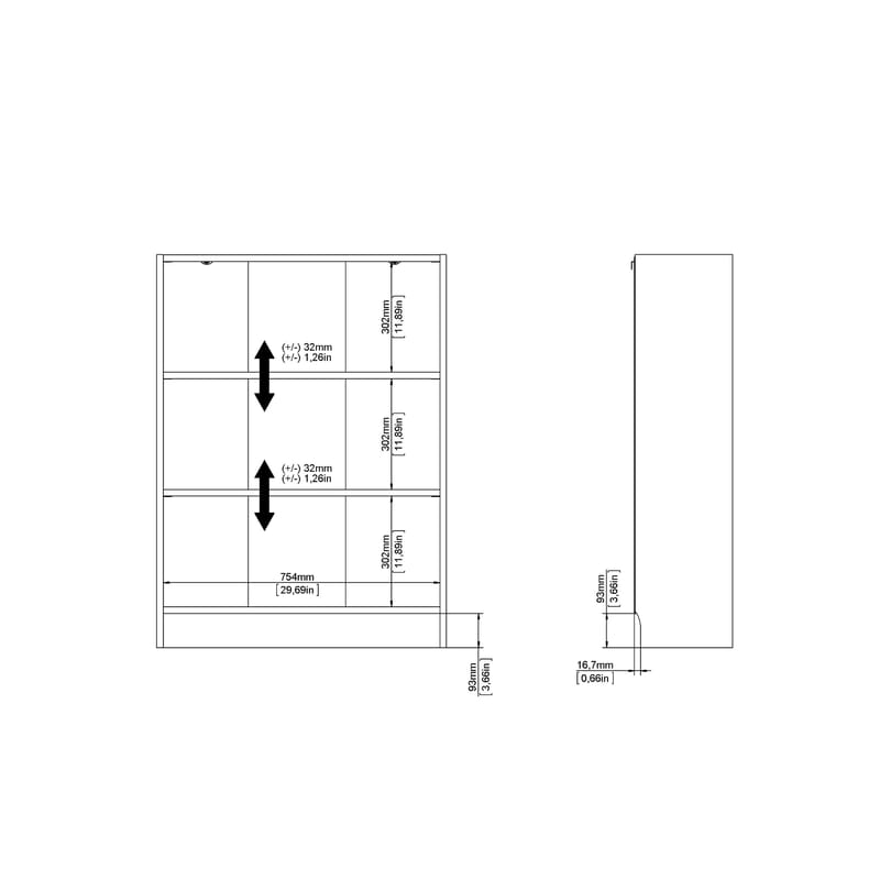 Trysil Bokhylla med 2 hyllor 79x27x107 cm - Förvaring - Hyllor - Bokhylla