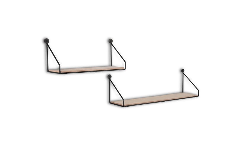 DANA Vägghylla 2-Pack Svart/Trä - Svart/Trä - Förvaring - Hyllor - Vägghylla