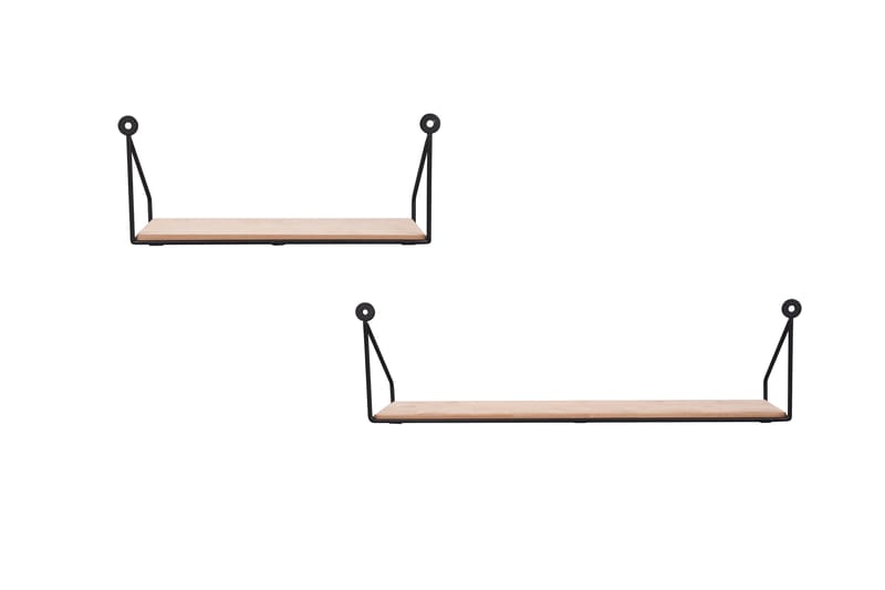 DANA Vägghylla 2-Pack Svart/Trä - Svart/Trä - Förvaring - Hyllor - Vägghylla