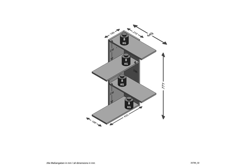 Kailyne Vägghylla 44 cm - Brun - Förvaring - Hyllor - Vägghylla