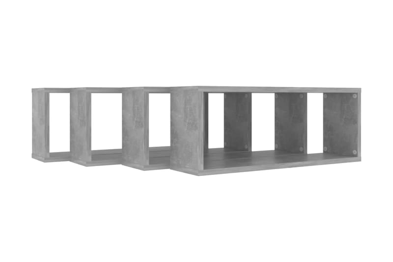 Vägghylla kubformad 4 st betonggrå 60x15x23 cm spånskiva - Betonggrå - Förvaring - Köksförvaring - Kökshylla