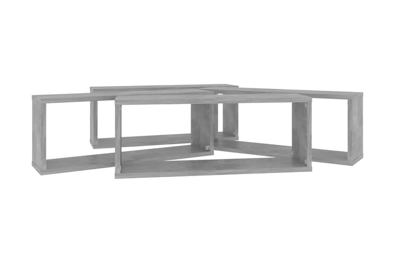 Vägghylla kubformad 4 st betonggrå 60x15x23 cm spånskiva - Betonggrå - Förvaring - Köksförvaring - Kökshylla