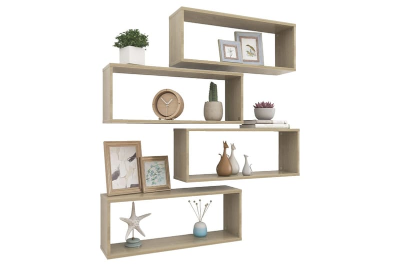 Vägghylla kubformad 4 st sonoma-ek 60x15x23 cm spånskiva - Ek - Förvaring - Köksförvaring - Kökshylla