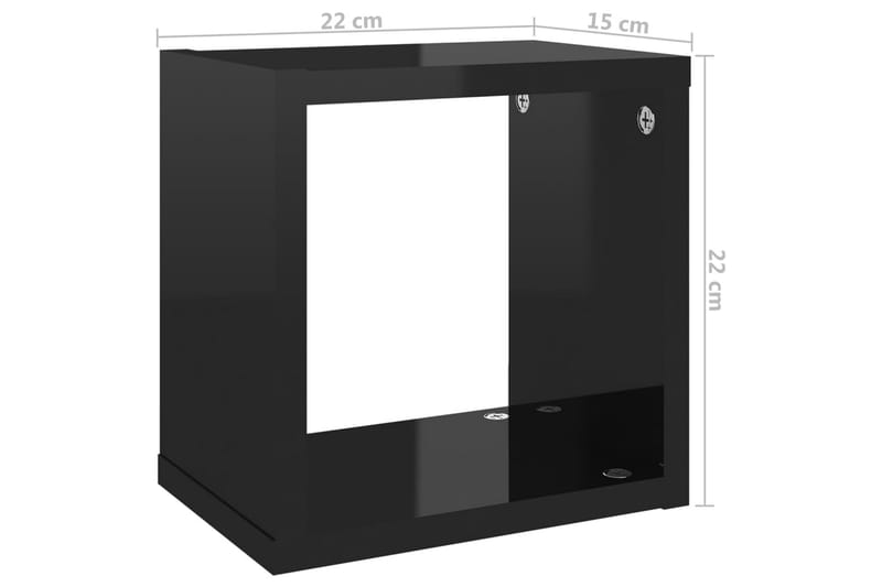 Vägghylla kubformad 4 st svart högglans 22x15x22 cm - Svart högglans - Kökshylla - Vägghylla