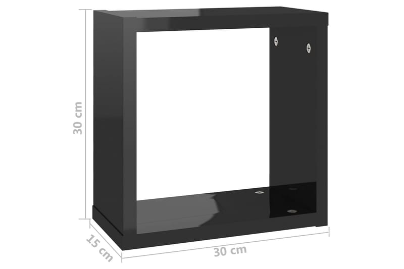 Vägghylla kubformad 4 st svart högglans 30x15x30 cm - Svart högglans - Vägghylla - Kökshylla