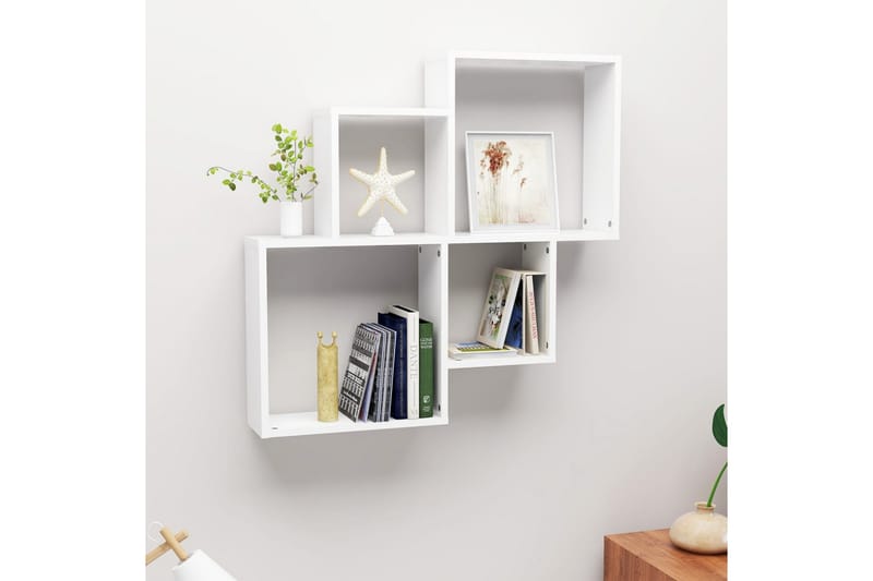 Vägghylla kubformad vit 80x15x78,5 cm spånskiva - Vit - Förvaring - Köksförvaring - Kökshylla