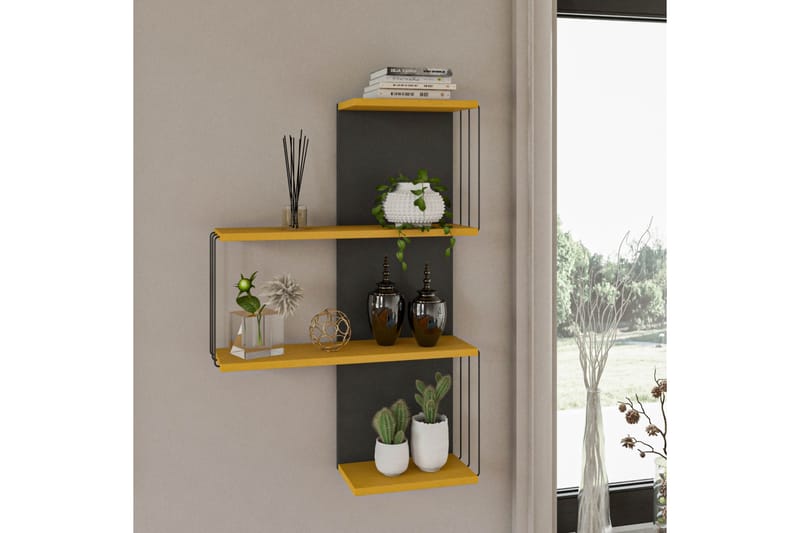 LJUSFORS Vägghylla 96x65 cm Gul/Antracit - Förvaring - Hyllor - Vägghylla