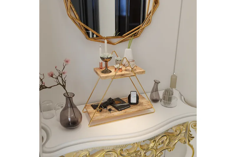 Naomasa Vägghylla 38 cm - Brun/Guld - Förvaring - Hyllor - Vägghylla