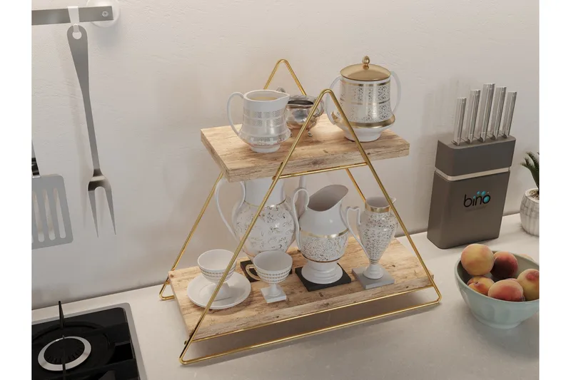 Naomasa Vägghylla 38 cm - Brun/Guld - Förvaring - Hyllor - Vägghylla