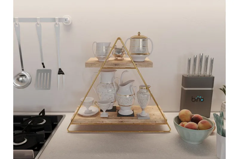 Naomasa Vägghylla 38 cm - Brun/Guld - Förvaring - Hyllor - Vägghylla