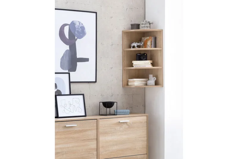 Vägghylla Wohnling melaminbelagd spånskiva, hörnhyllförvaring, modern stil Sonoma - Sonoma - Förvaring - Hyllor - Hörnhylla