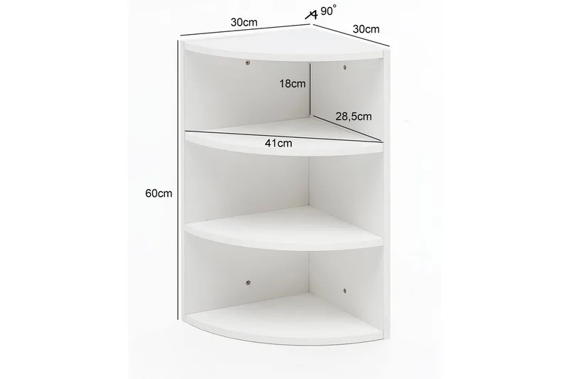 Vägghylla Wohnling melaminbelagd spånskiva, hörnhyllförvaring, modern stil Vit - Vit - Förvaring - Hyllor - Hörnhylla