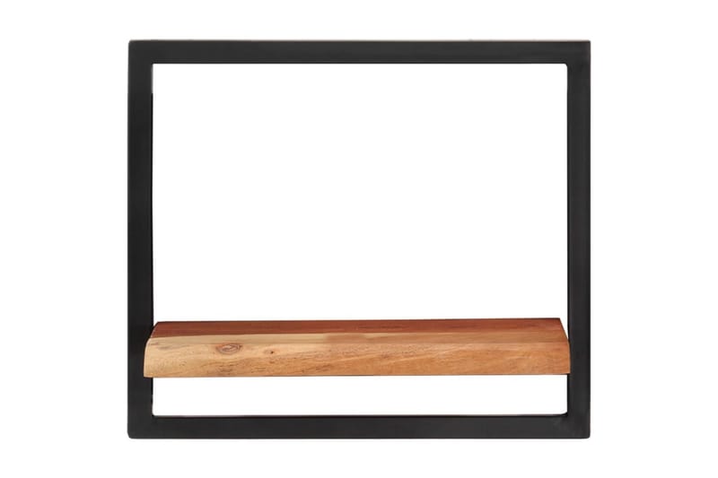 Vägghyllor 2 st 40x24x35 cm massivt akaciaträ och stål - Brun - Förvaring - Köksförvaring - Kökshylla