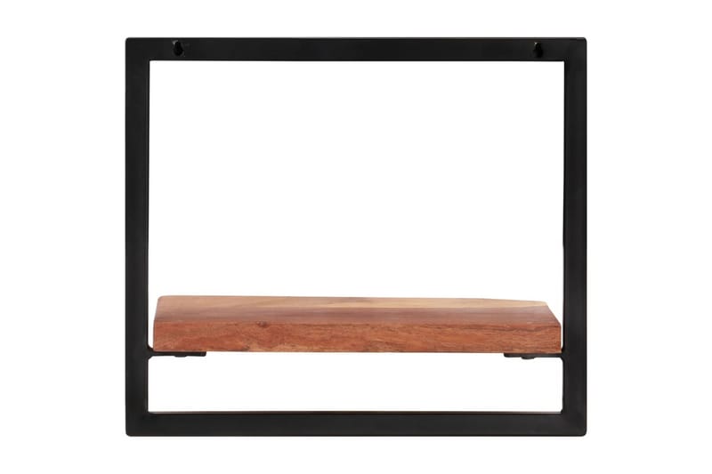 Vägghyllor 2 st 40x24x35 cm massivt akaciaträ och stål - Brun - Förvaring - Köksförvaring - Kökshylla