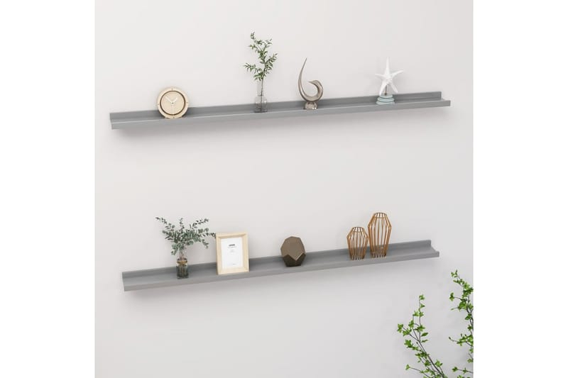 Vägghyllor 2 st grå 115x9x3 cm - Grå - Förvaring - Köksförvaring - Kökshylla
