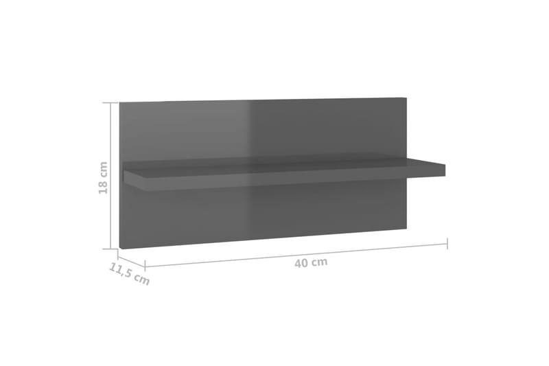 Vägghyllor 2 st grå högglans 40x11,5x18 cm - Grå högglans - Förvaring - Köksförvaring - Kökshylla