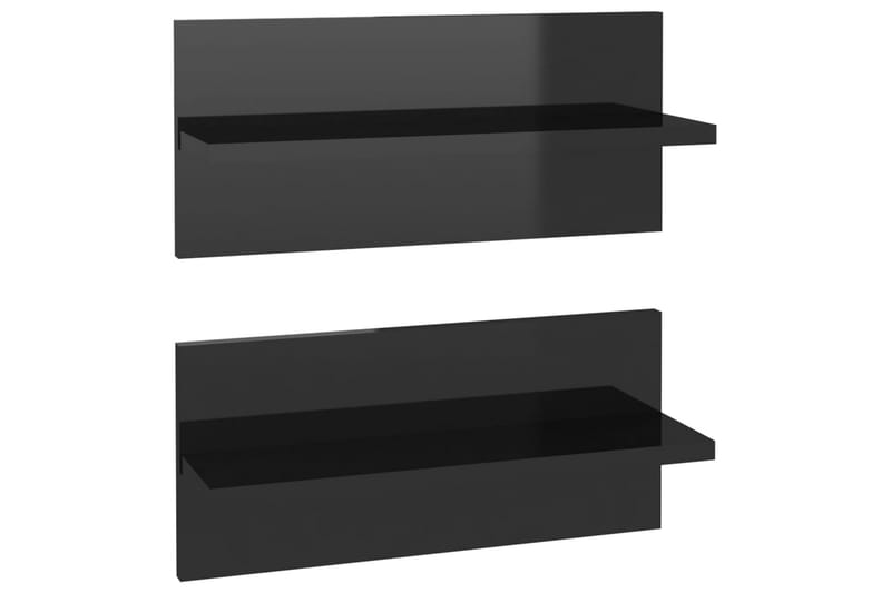 Vägghyllor 2 st svart högglans 40x11,5x18 cm - Svart högglans - Förvaring - Köksförvaring - Kökshylla