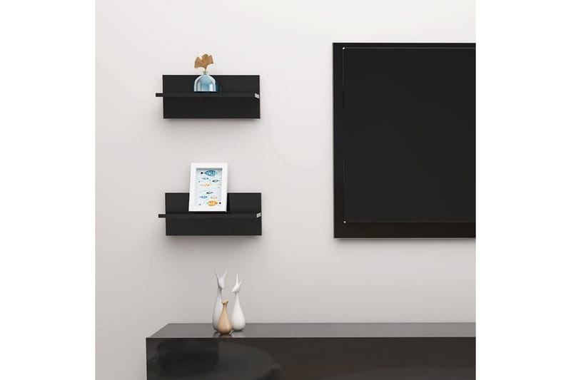 Vägghyllor 2 st svart högglans 40x11,5x18 cm - Svart högglans - Förvaring - Köksförvaring - Kökshylla