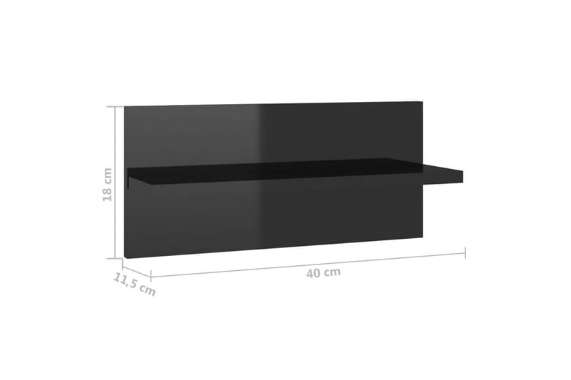 Vägghyllor 2 st svart högglans 40x11,5x18 cm - Svart högglans - Förvaring - Köksförvaring - Kökshylla