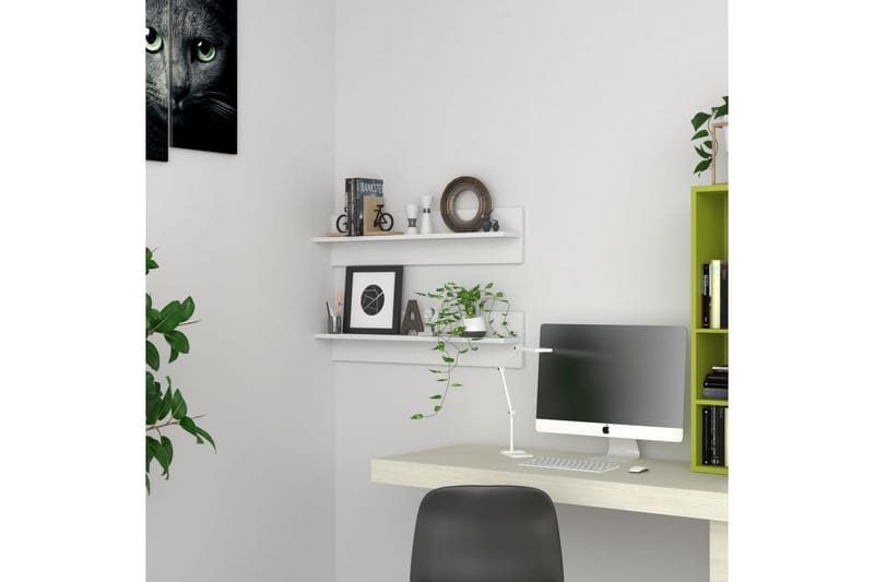 Vägghyllor 2 st vit 80x11,5x18 cm spånskiva - Vit - Förvaring - Köksförvaring - Kökshylla