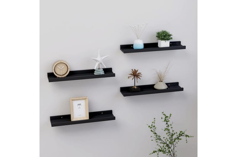 Vägghyllor 4 st svart 40x9x3 cm - Svart - Förvaring - Köksförvaring - Kökshylla