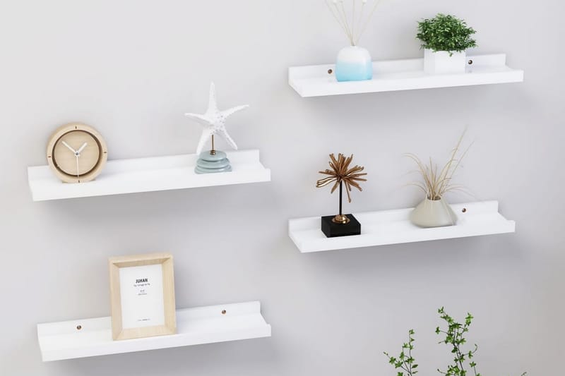 Vägghyllor 4 st vit 40x9x3 cm - Vit - Förvaring - Köksförvaring - Kökshylla