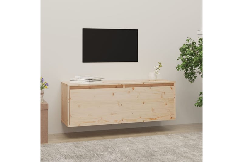 Väggskåp 100x30x35 cm massiv furu - Brun - Kökshylla - Vägghylla