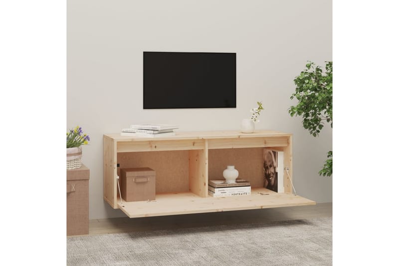 Väggskåp 100x30x35 cm massiv furu - Brun - Kökshylla - Vägghylla